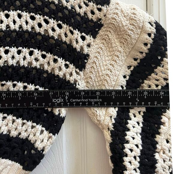Zara Limited Edition Openwork Chunky Knit Striped Boho Chic Crop Sweater Medium - Picture 9 of 13
